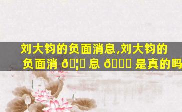 刘大钧的负面消息,刘大钧的负面消 🦍 息 🐘 是真的吗